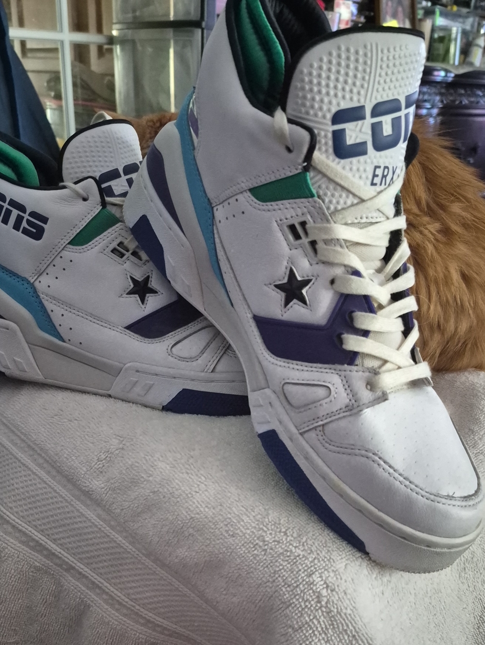 Converse ERX 260 White High-Top Sneakers with Blue & Teal Accents